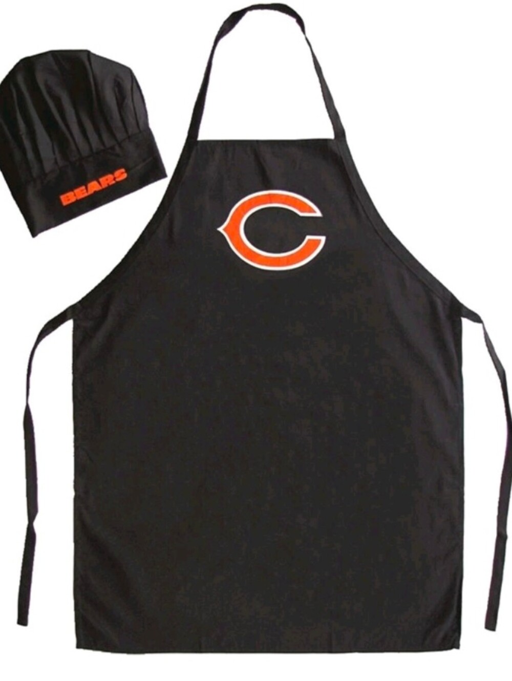 Chicago Bears Chef Apron and Hat Set - Black with Orange Logo